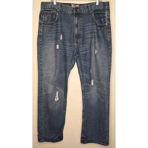 Phat Farm Men's Jeans 38x34 Distressed Thick Stitch Pockets High Rise Y2K 2000's